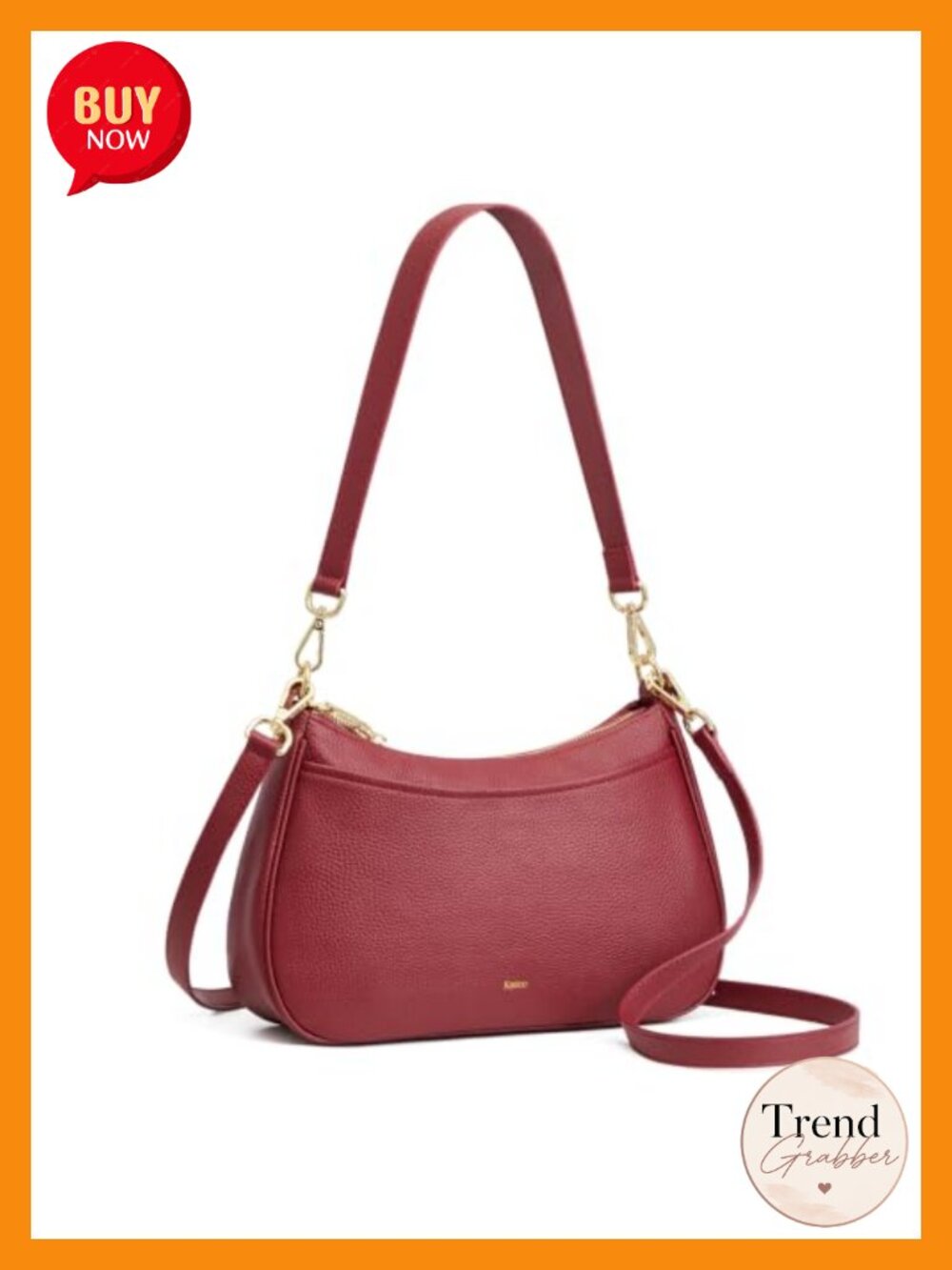 Genuine Leather Crossbody Hobo Bag Removable Strap Anti-Theft Zip